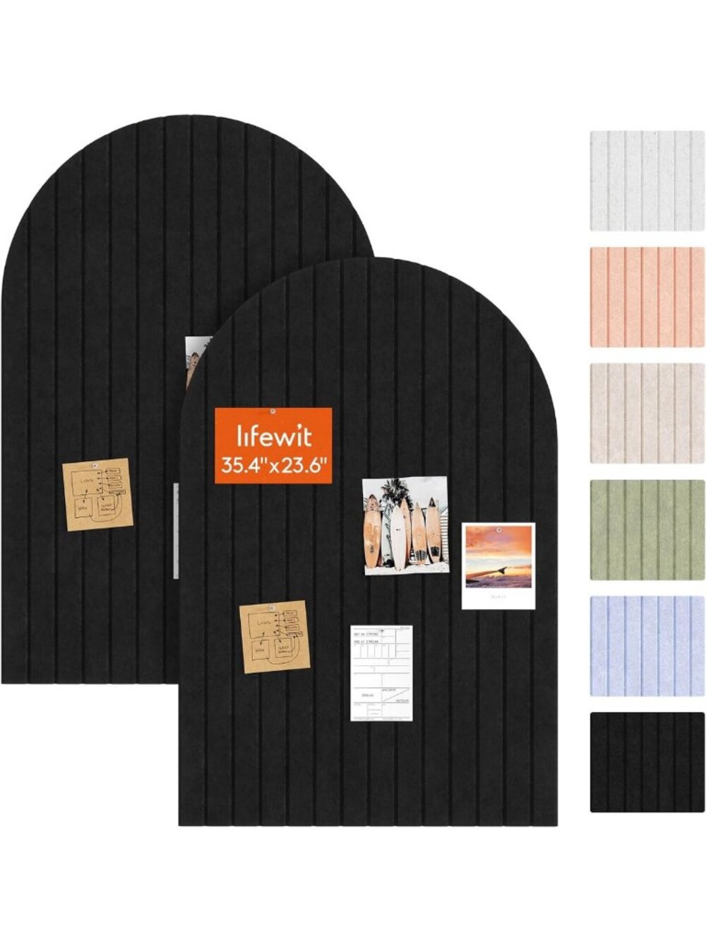6-Pack Arched Felt Bulletin Board Panels, Self-Adhesive Wall Decor, Office